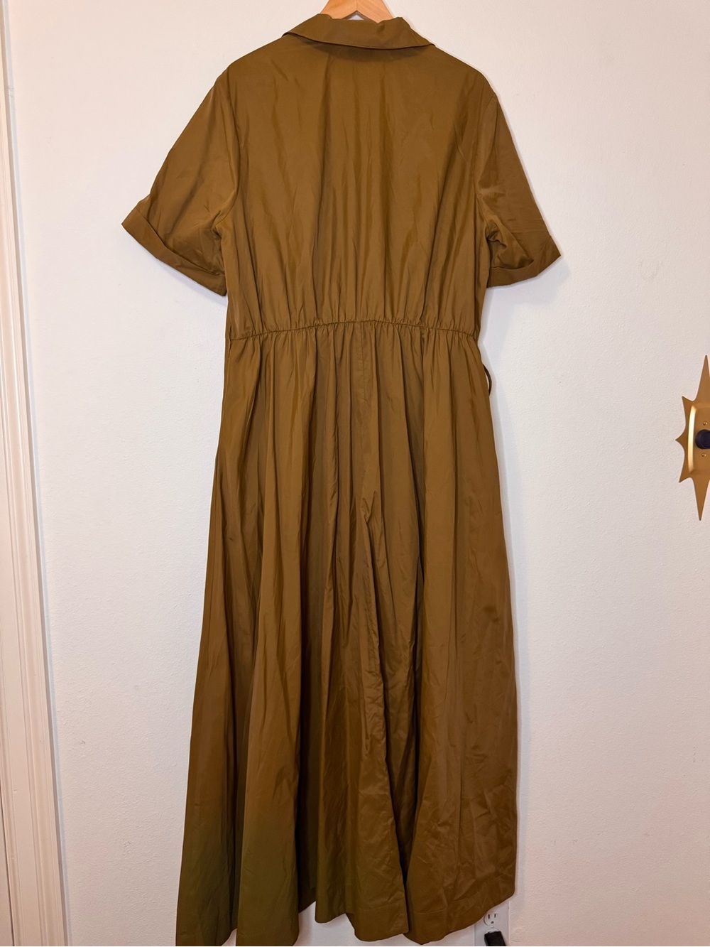 STAUD Olive Brown Shirt Maxi Dress - Picture 3 of 8